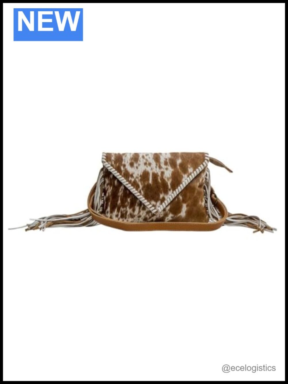 Upcycled Leather Hairon Western Shoulder Bag with Tassel Boho Crossbody
